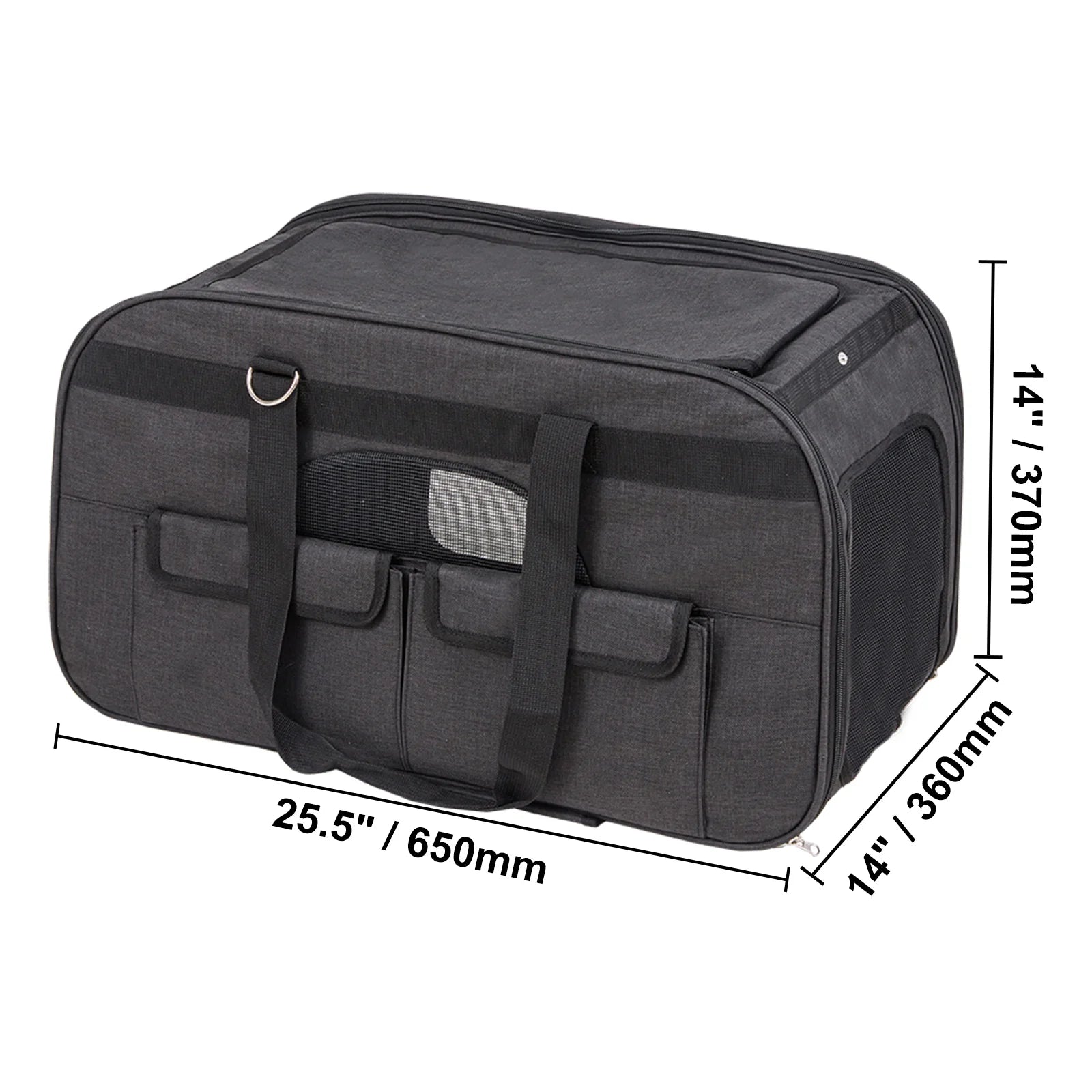 Cat Carrier with Wheels, Rolling Pet Carrier with Telescopic Handle and Shoulder Strap, Dog Carrier with Wheels for Pets under 35 Lbs, with 1 Folding Bowl, Black
