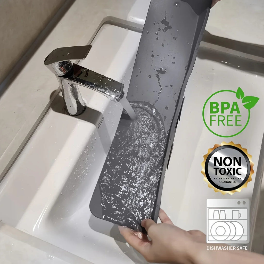 Silicone Sink Splash Guard – Waterproof Faucet Splash Protector Mat for Kitchen & Bathroom Sinks