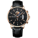 Belushi New Fashion Business Three-Eye Chronograph Genuine Leather Luminous Watch Steel Band Personalized Luxury Watch for Men