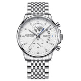 Belushi New Fashion Business Three-Eye Chronograph Genuine Leather Luminous Watch Steel Band Personalized Luxury Watch for Men