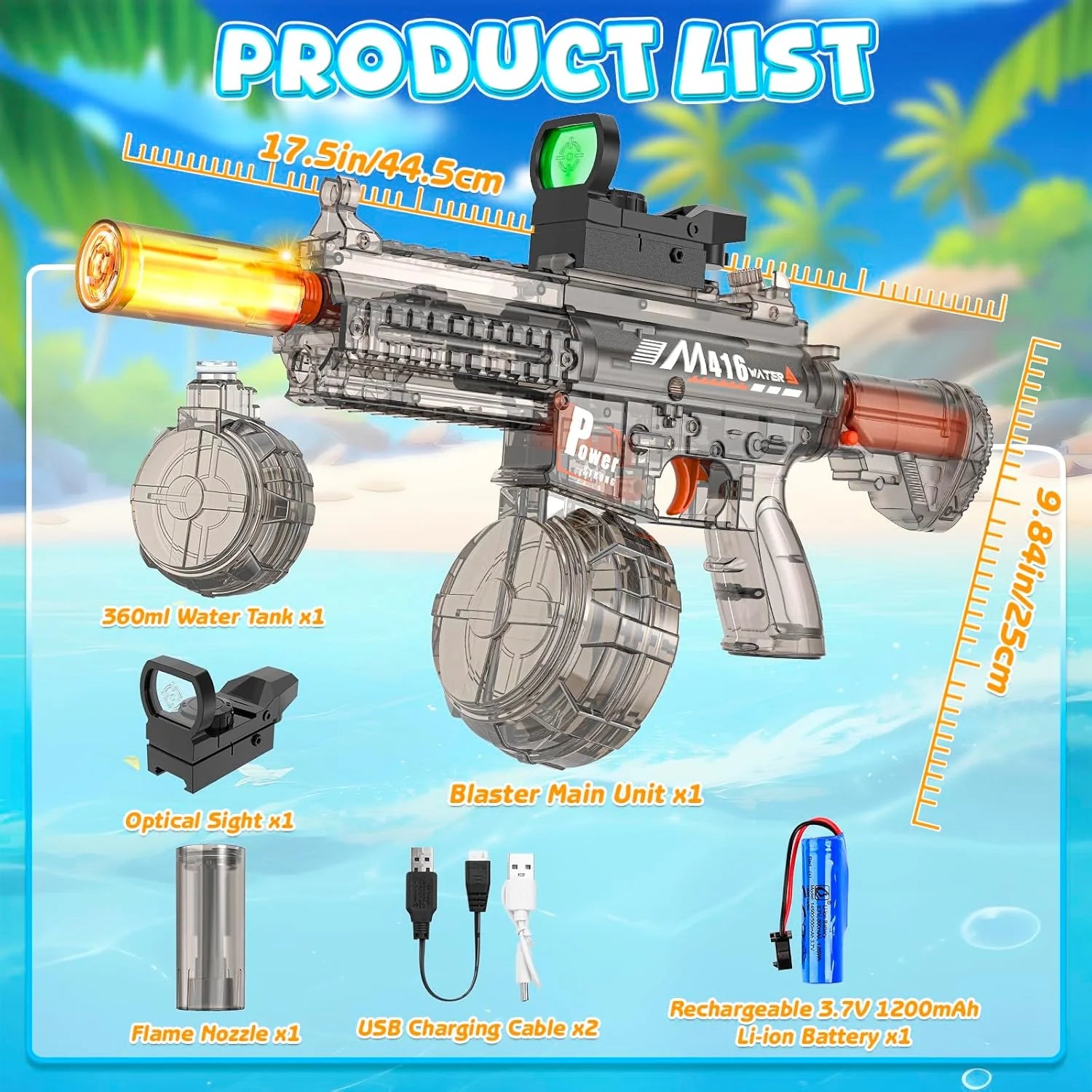 Electric Water Guns for Adults & Kids, Automatic Squirt Guns with LED Lights, 26FT Long Range, Large Capacity Water Blaster, Summer Outdoor Beach Pool Party Toys Gifts for Boys Girls (M4A1)
