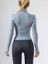Women'S Quick Drying Breathable Zip up Sports Jacket with Thumb Holes, High Stretch Long Sleeve Sports Top, Slim Fit Outerwear for Gym Yoga, Basic Comfort Sportswear, Clothing for Indoor Outdoor, Clothes Women, Workout Outfits, Gym Clothes