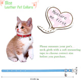 6 Pieces Leather Cat Collar with Bell Cute Pet Leather Kitten Collar for Boy Girl Cats with Safety Elastic Strap for Small Kitten Puppy