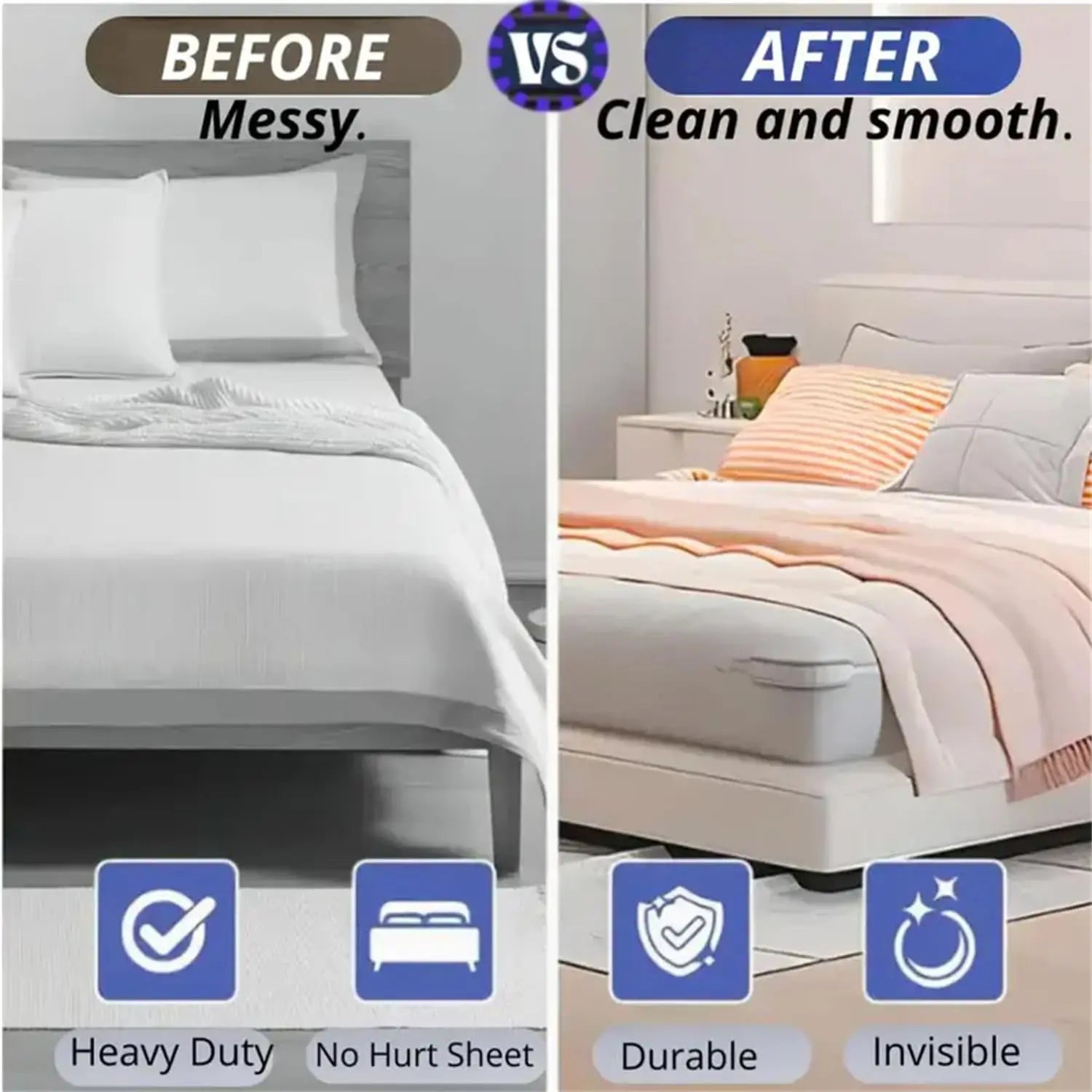 4-Pack Bed Sheet Holder Clips – Adjustable Mattress Corner Fasteners for Tight Fitted Sheets