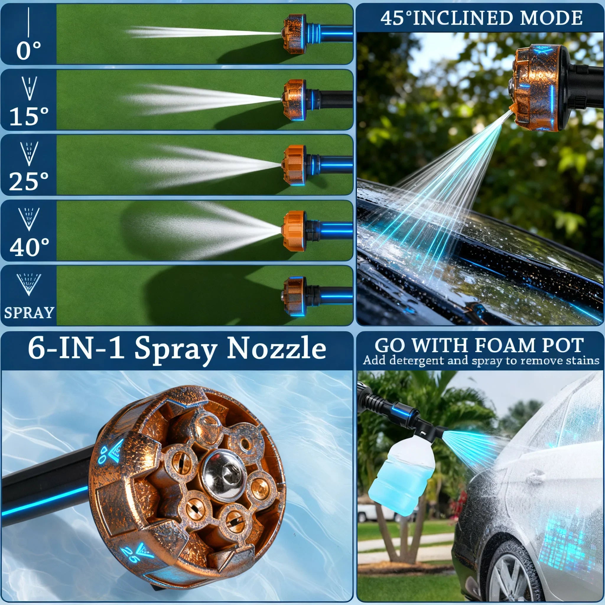 Electric Cordless High Pressure Car Wash Gun Washer Supplies Spray Cleaner Car Wash Cleaning for Car, Truck, Boat & More