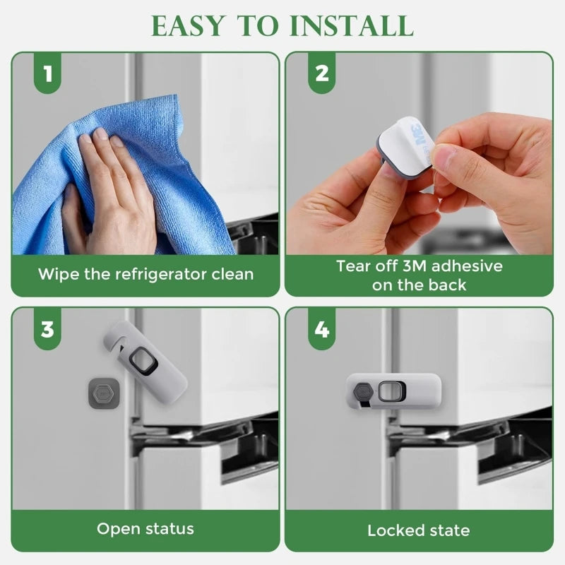 Child Proof Refrigerator Lock – Baby Safety Cabinet & Freezer Door Lock with Strong Adhesive