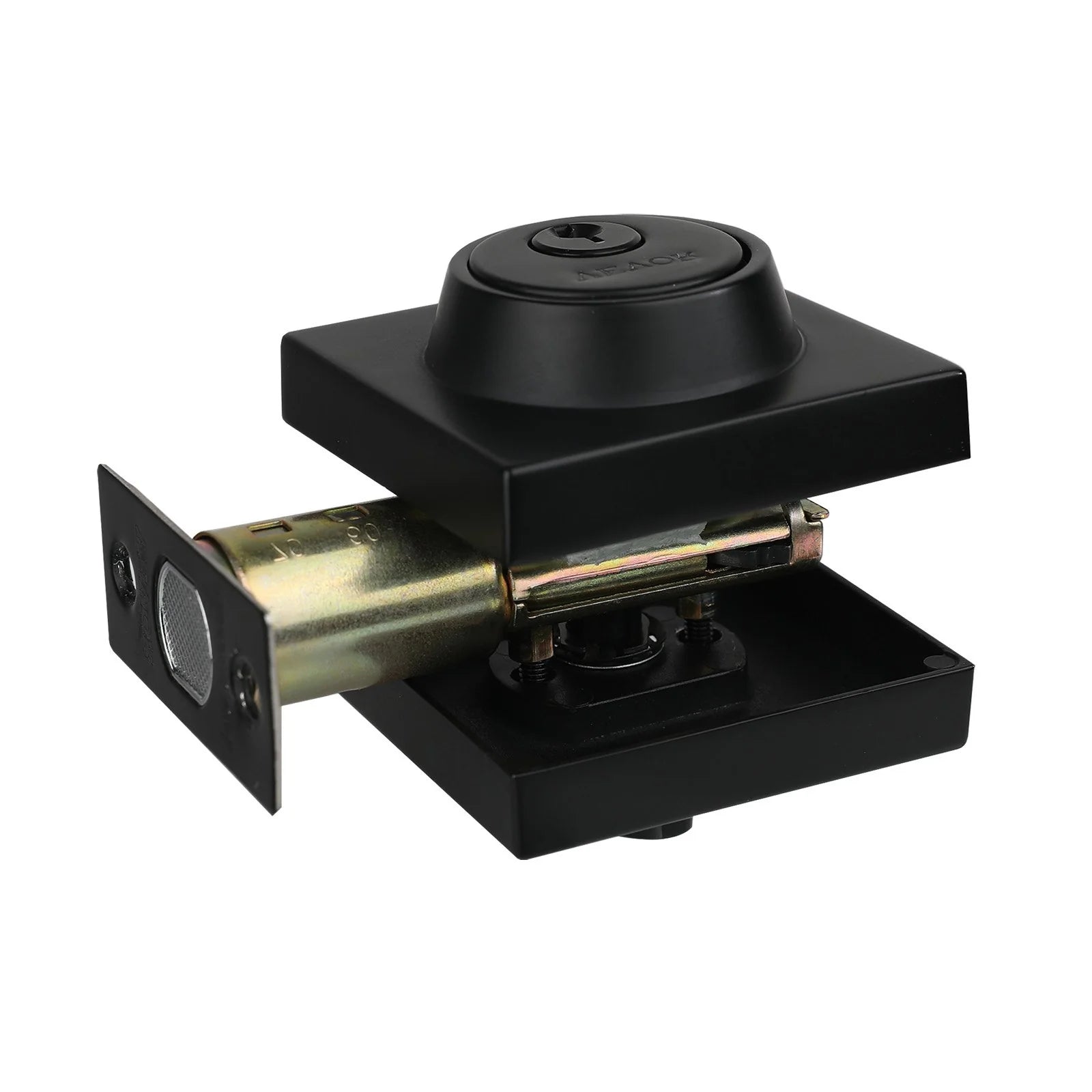 Deadbolt Lock Square Single Cylinder Dead Bolt Keyed 1 Side Matte Black 3 Keys