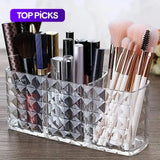 Summer Acrylic Cosmetics with Compartment, Clear Makeup Organizer, Makeup Tool Organizer, Makeup Brush Holder for Office Desk