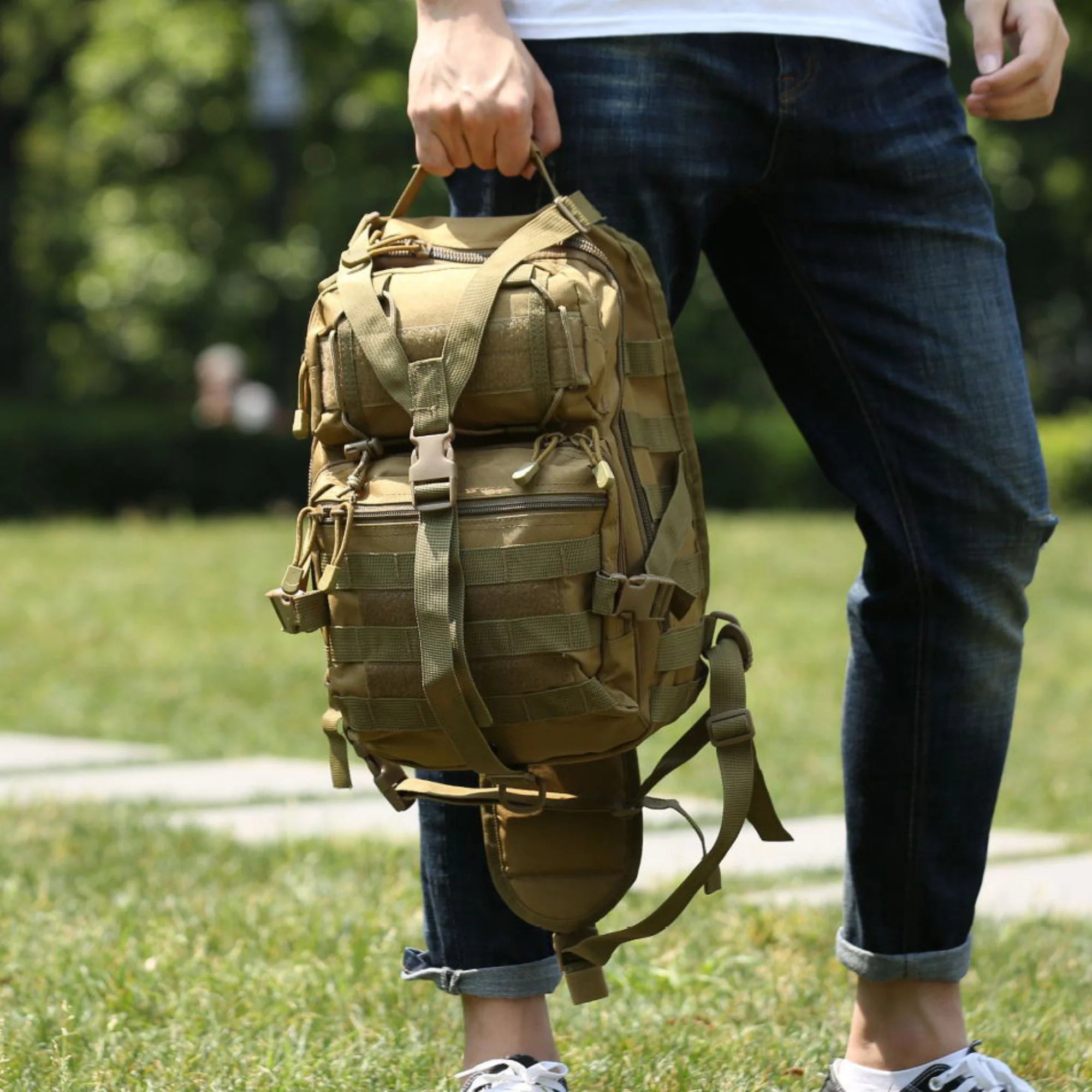 Jupitergear Tactical Military Sling Backpack 15L Shoulder Bag Molle Outdoor Daypack Backpack with Adjustable Strap