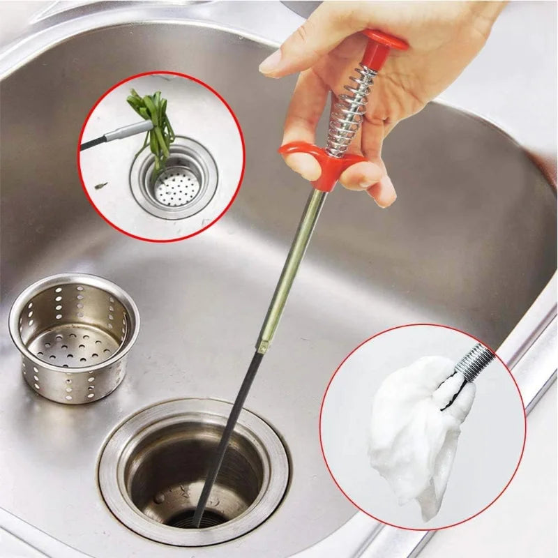 60cm Sink Drain Clog Remover Tool for Effective Hair and Debris Clearance in Showers and Downspouts