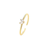 Marquise CZ Stacking Ring for Women — 925 Sterling Silver, 18K Gold Plated, Adjustable