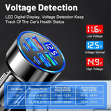 6-In-1 Multi-Port USB C Car Charger with LED Voltmeter