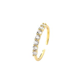 Round CZ Stacking Ring for Women — 925 Sterling Silver, 18K Gold Plated, Adjustable