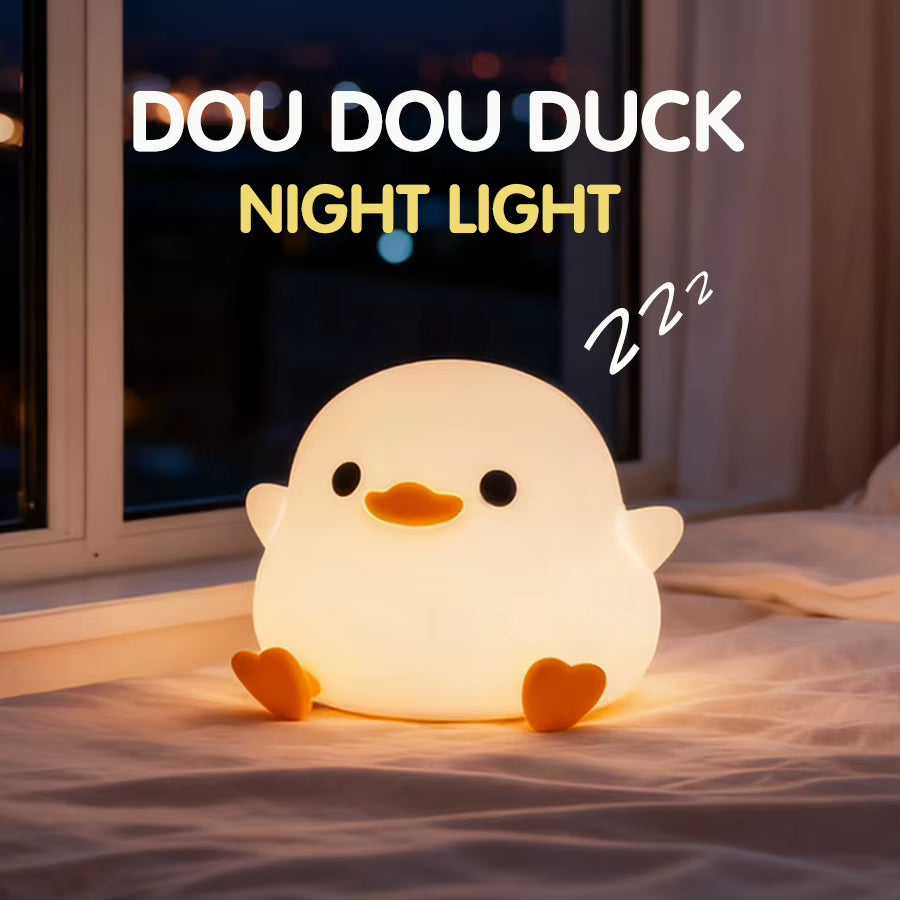 1Pc Doudou Duck Night Light Children'S Gift Soft Light Eye Care USB Charging Timing Automatic Clap Silicone Lamp