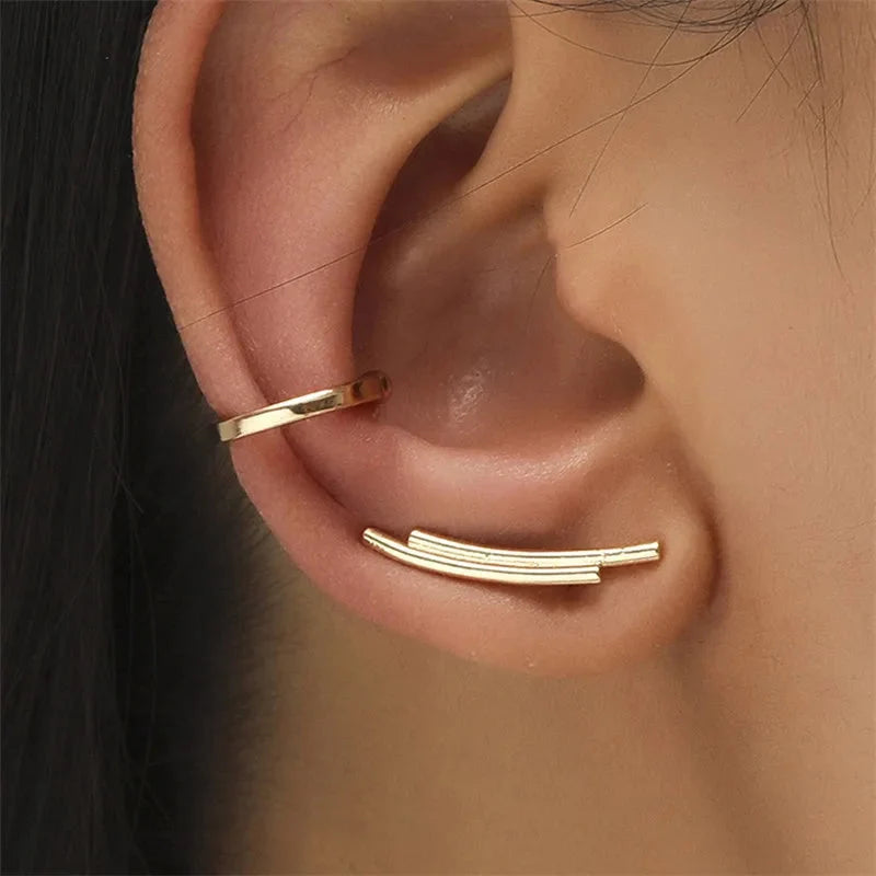 VAGZEB Bohemian NO Piercing Crystal Rhinestone Ear Cuff Wrap Stud Clip Earrings for Women Girl Trendy Earrings Jewelry Bijoux