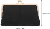 Leather Kiss Lock Wallet for Women with Multi-Card Slots Vintage Black Clutch for Work and Formal Events, Secure Clasp Design, Spacious Pockets