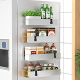 Metal Magnetic Spice Rack for Refrigerator Black, 4 Pack