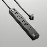 6Ft Surge Protector Power Strip with 6 Outlets & 3 USB Ports, Black