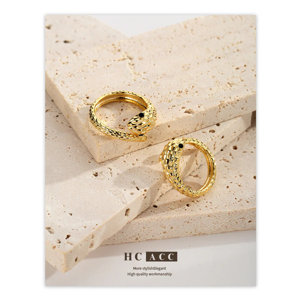 European and American Ring Snake-Shaped Women'S Fashion Fashion Fashion Cool Style Personality Design Cold Pattern Ins Small Snake Ring Plain Ring