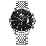 Belushi New Fashion Business Three-Eye Chronograph Genuine Leather Luminous Watch Steel Band Personalized Luxury Watch for Men