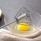 32×6Cm Semi-Automatic Stainless Steel Whisk - Thickened Detachable Handle Egg Beater, Smooth Rotating Design for Baking