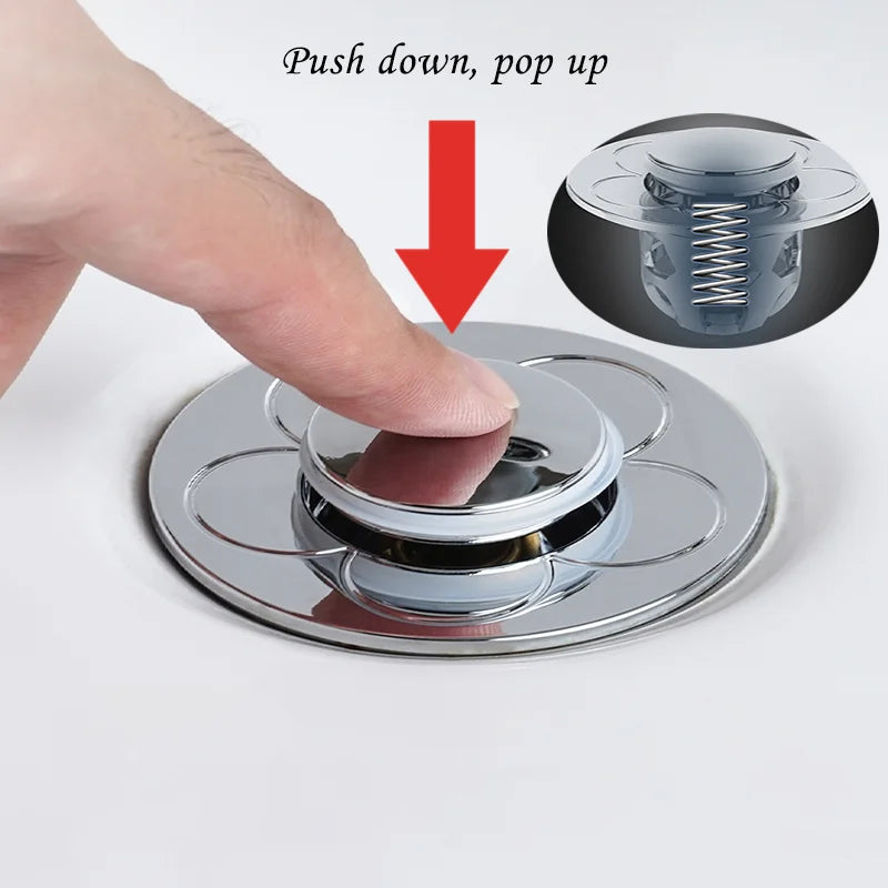 Universal Pop-Up Sink Stopper and Drain Plug for Bathroom Washbasins and Bathtubs