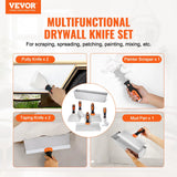 Drywall Knife Set, 6 PCS Drywall Tools Includes 3In Painter Scraper, Two Putty Knives, Two Taping Knives and 12In Mud Pan, Stainless Steel Spackle Tool, Drywall Finishing Tools for Home