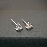 Heart Stud Earrings for Women — 925 Sterling Silver, White CZ Heart-Cut, Hypoallergenic