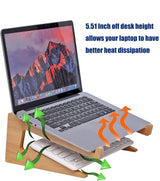 Wooden Laptop Stand,Wooden Vertical Laptop Stand for Desk,Bamboo Laptop Stand Compatible with Macbook Air Pro/Dell Xps/Surface Pro/Hp/Pixelbook/Lenovo,More Laptops13-18.6Inch