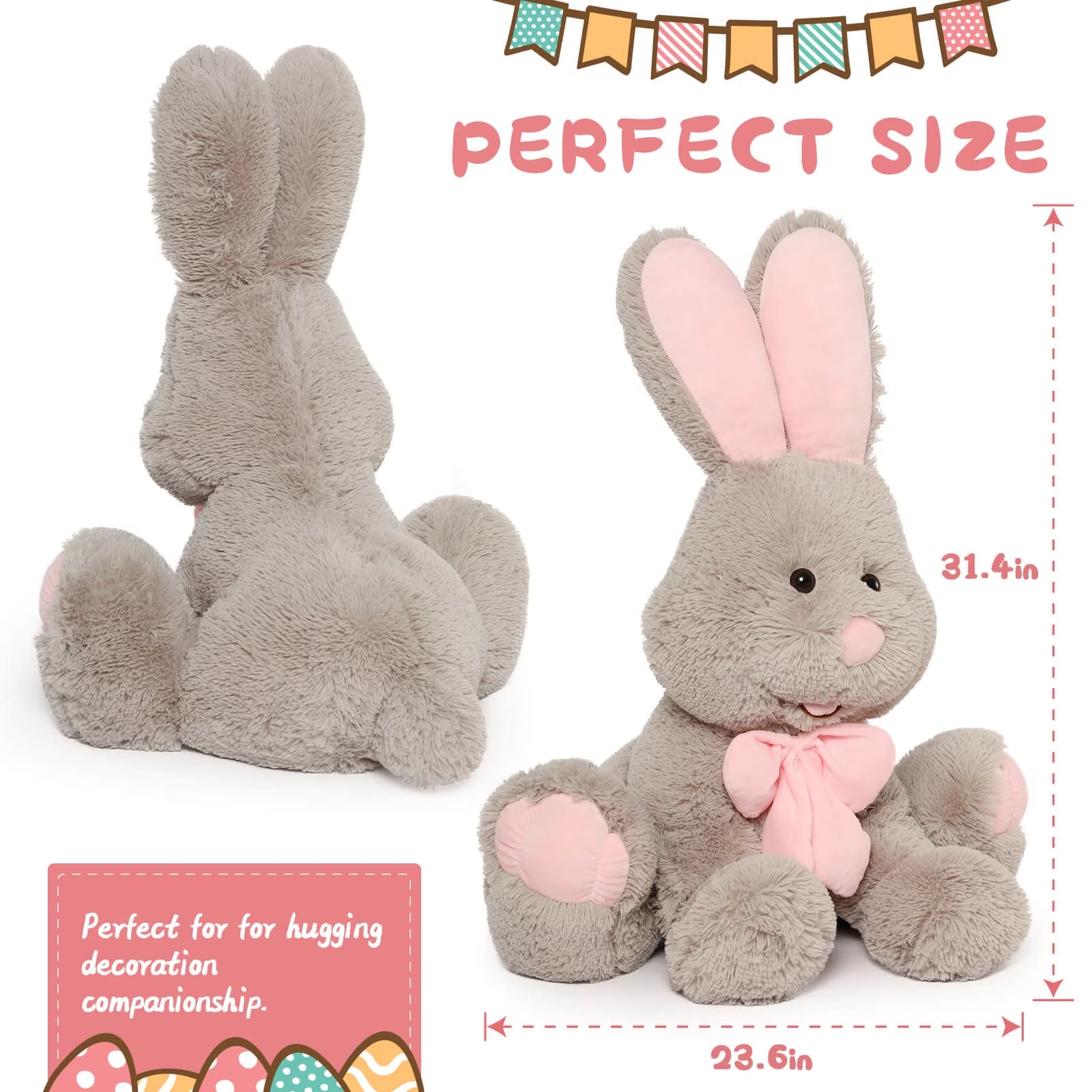 Giant Bunny Stuffed Animal 31.5" Cute Soft Rabbit Plush Toys