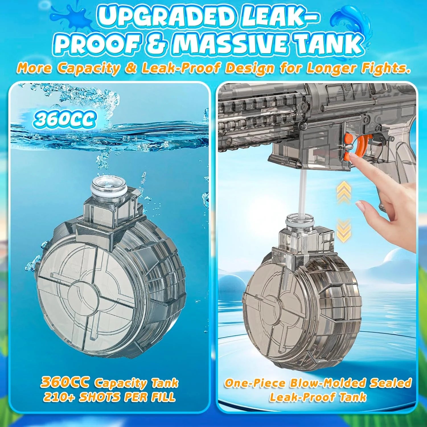 Electric Water Guns for Adults & Kids, Automatic Squirt Guns with LED Lights, 26FT Long Range, Large Capacity Water Blaster, Summer Outdoor Beach Pool Party Toys Gifts for Boys Girls (M4A1)