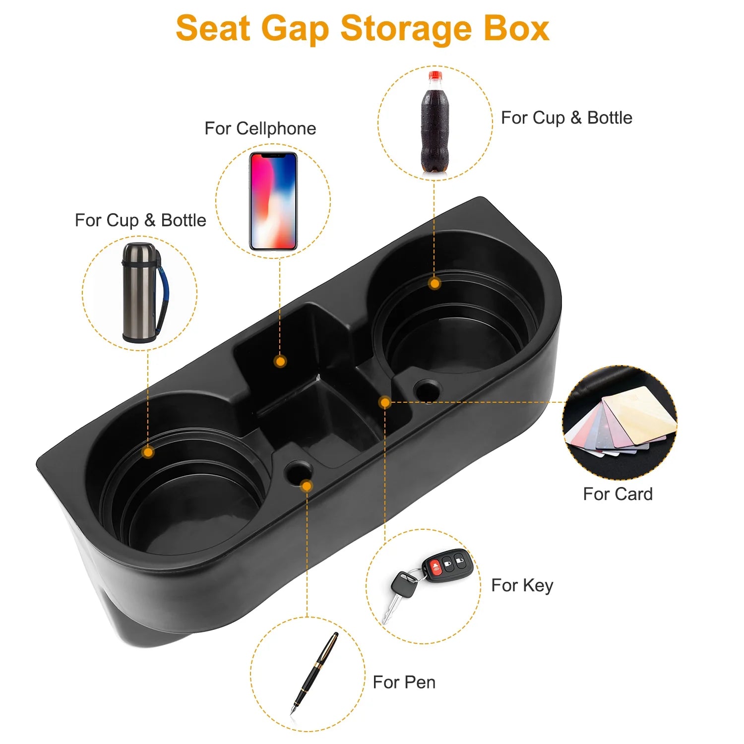 1Pc Car Seam Cup Holder Seat Gap Wedge Drink Storage Organizer Console Side Pocket Mount Stand for Pen Phone Bottle Sunglasses