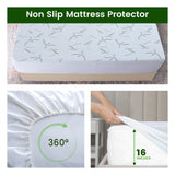 Lux Decor Waterproof Mattress Protector Twin - Premium Bamboo Viscose Twin Mattress Cover, Ultra-Soft Noiseless Cooling Mattress Pad Cover for Bed with 16” Deep Pocket Fitted Mattress Protector