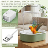 Electric Parakeet Bird Bath Fountain with Shower, USB Automatic Circulating Water