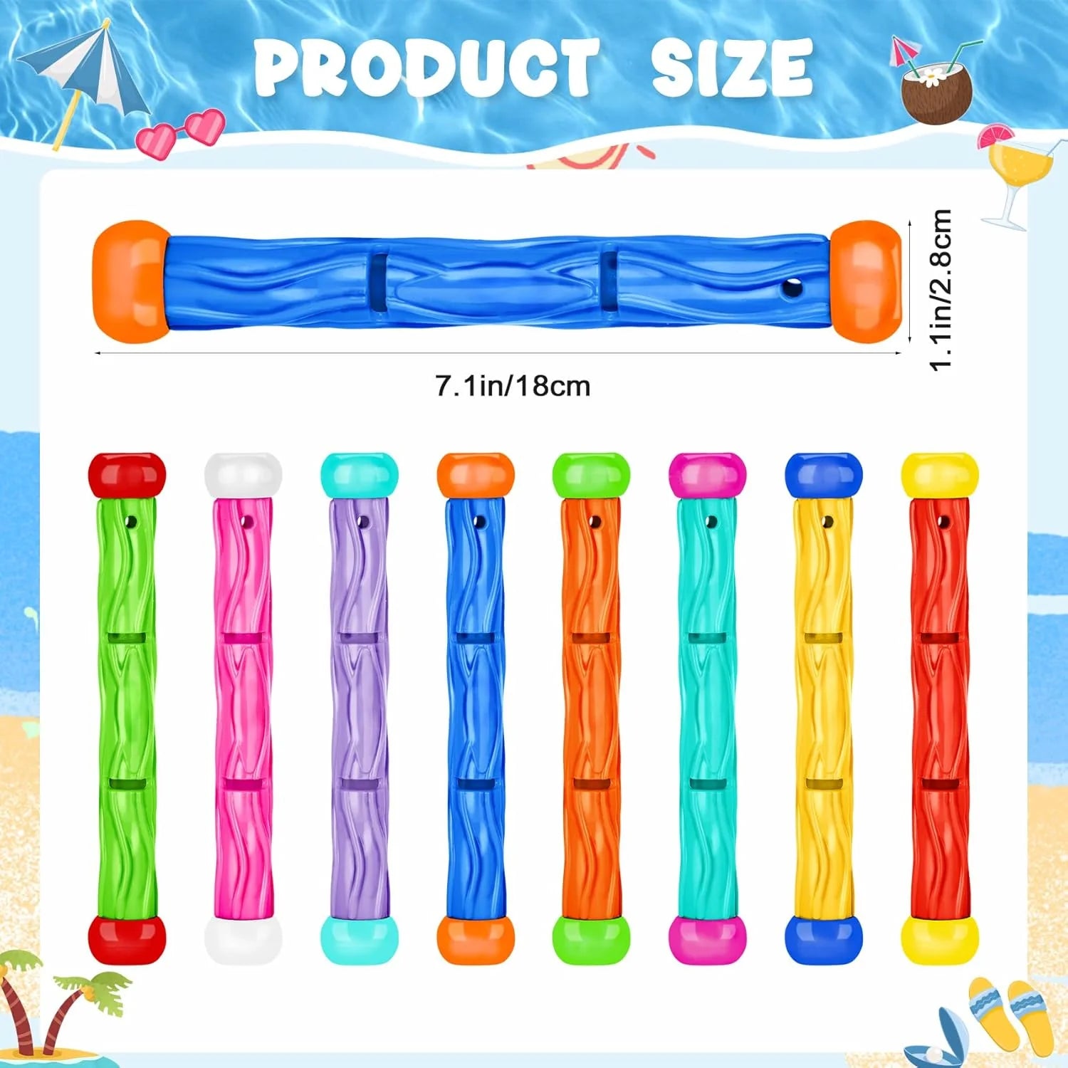 Pool Toys for Kids Ages 4-8, 8 Pcs Underwater Training Pool Diving Toys Dive Sticks Set, Swimming Pool Toys for Kids Ages 8-12 for Fun Summer Water Games