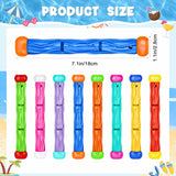 Pool Toys for Kids Ages 4-8, 8 Pcs Underwater Training Pool Diving Toys Dive Sticks Set, Swimming Pool Toys for Kids Ages 8-12 for Fun Summer Water Games