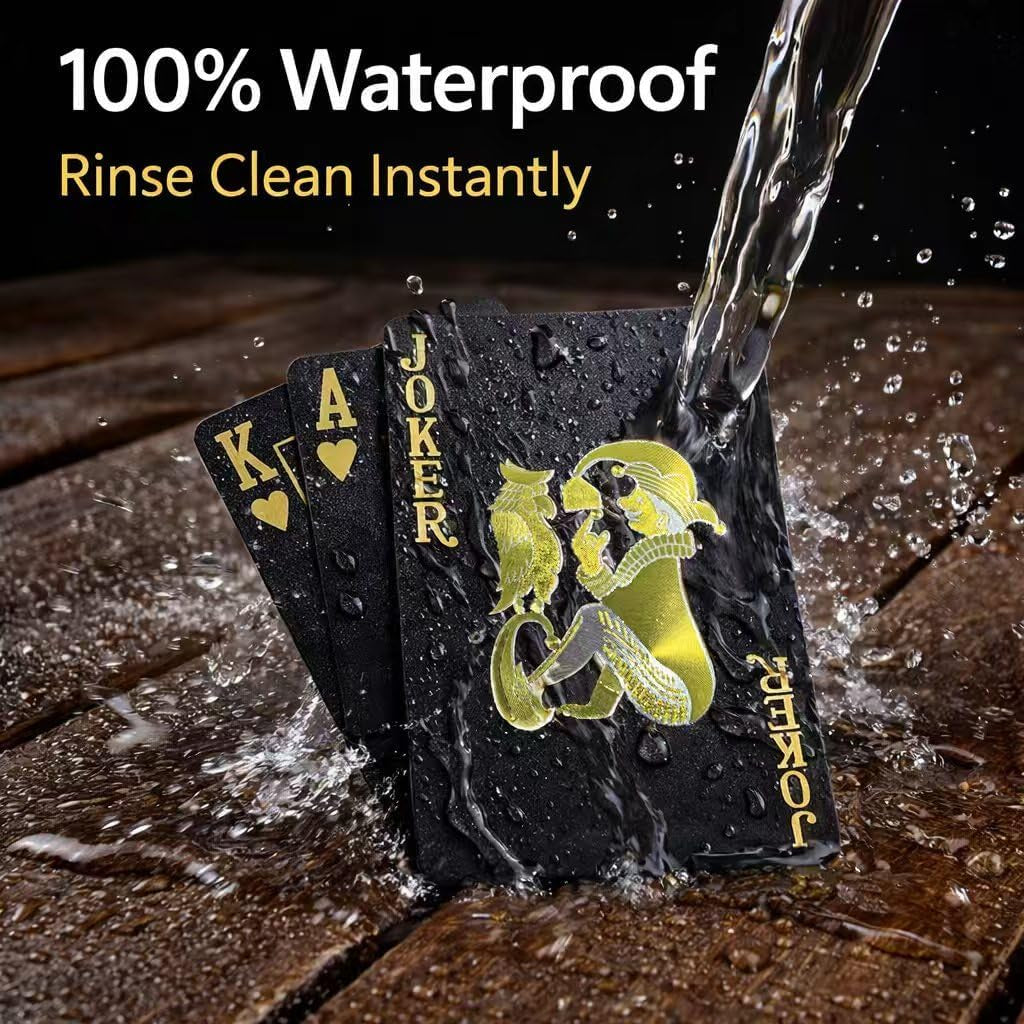 Waterproof Playing Cards, Deck of Cards, Poker Cards (Black)