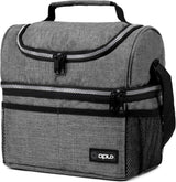 Insulated Lunch Bag for Men Women, Double Decker Leakproof, Teal Blue