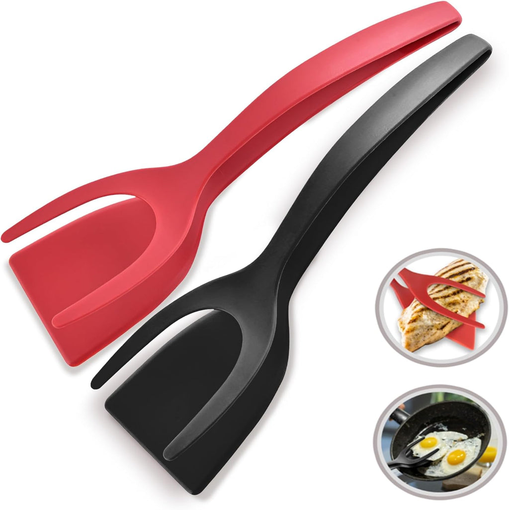 2-in-1 Flip Spatula Tongs – Non-Stick Kitchen Turner