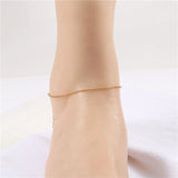 Gold Bead Chain Anklet for Women — 18K Gold Plated, Adjustable Beach Anklet