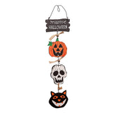 Halloween Wooden Decorations Pumpkin Bat Skeleton Ghost Pendant Hanging Ornament Wall Decor Horror Props Halloween Party Decor