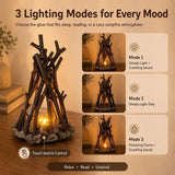 Dimmable Wooden Campfire Led Night Light, Handcrafted Forest Campfire Lamp