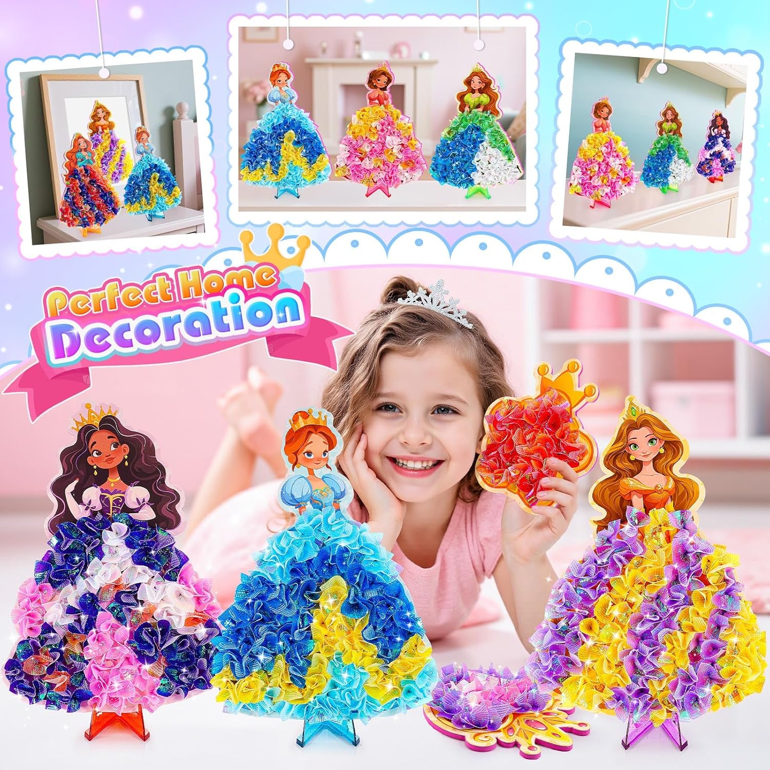 Poke Art Princess Craft Kits - DIY Magical Princesses, Mess-Free Creative Activity Arts and Crafts for Kids Ages 3-12, Birthday Christmas Gifts & Party Favors for Girls & Boys