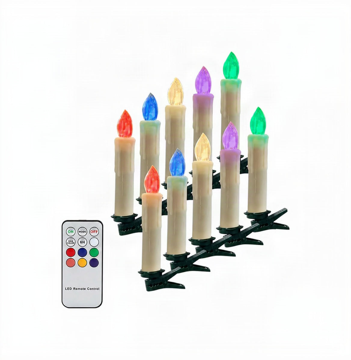Flameless LED Taper Candles with Clips, 4” Battery Operated Window Candles with Remote Timer Mini LED Chandelier Candlesticks for Home Decor Wedding Church Party & Tree Lighting,6 Pack,Beige