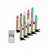 Flameless LED Taper Candles with Clips, 4” Battery Operated Window Candles with Remote Timer Mini LED Chandelier Candlesticks for Home Decor Wedding Church Party & Tree Lighting,6 Pack,Beige