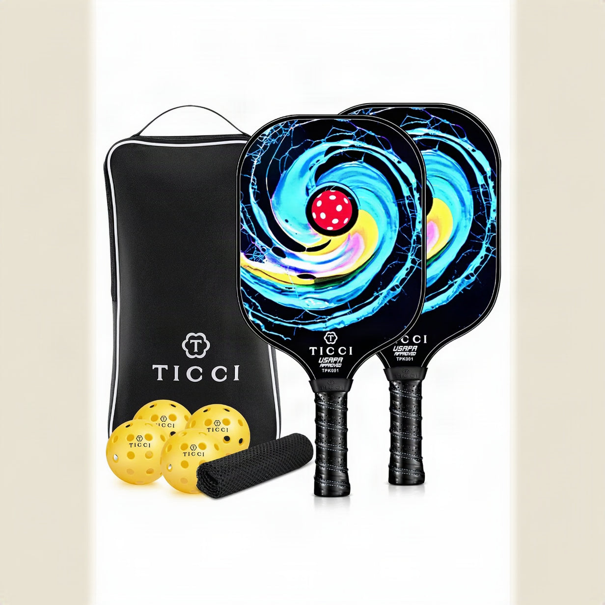 Pickleball Paddles Set of 2, USAPA Approved Fiberglass Pickleball Set with 4 Balls & Carry Bag, Lightweight Rackets for Beginners & Adults