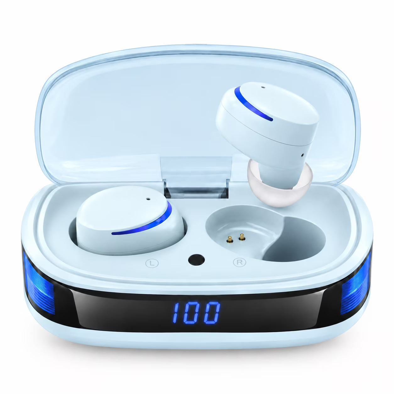 Wireless Earbuds Noise Cancelling, IPX8 in Ear Headphones, Deep Bass, 60H LED Case, Clear Calls, Touch Control for Sleep/Running