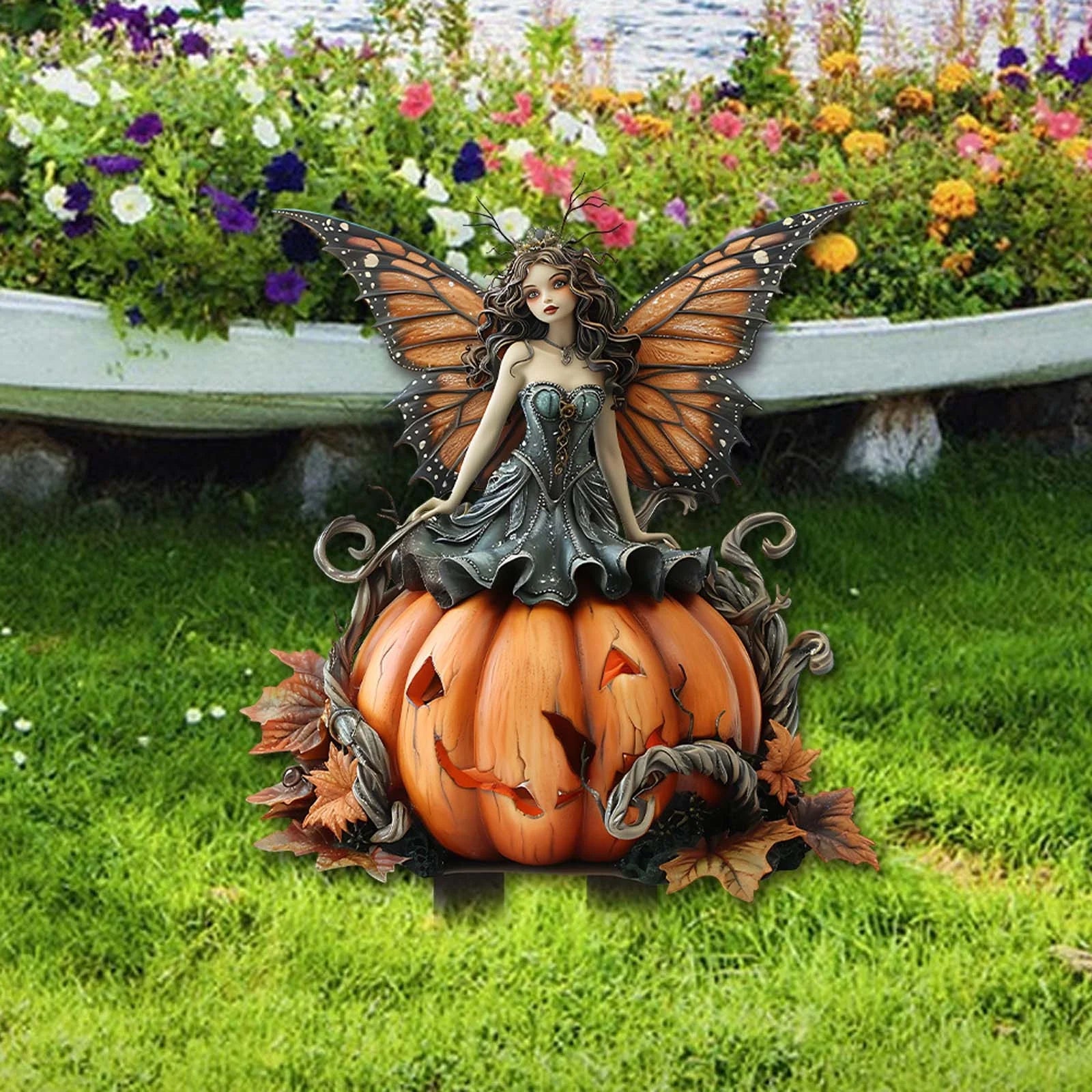 Halloween Wings Witch Pumpkin Decorations, Halloween Indoor Outdoor Decor, Halloween Decoration Ornament for Home outside Yard Lawn Garden Party
