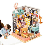 Miniature Doll House Kit Wooden Dolls House Bear House Wooden Dolls House Miniature Doll House Kit for Birthday Valentine'S Day