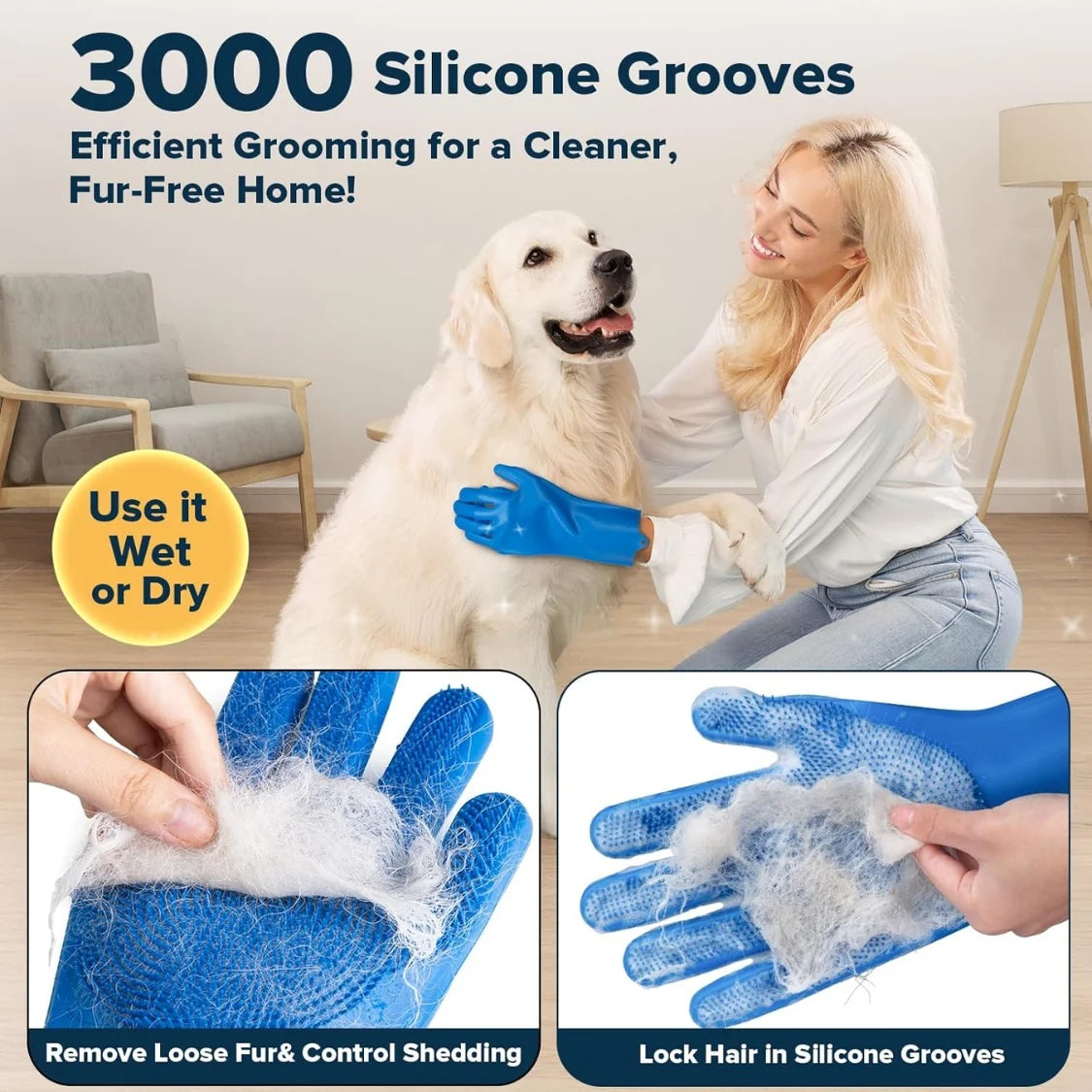 6PCS Grooming Bath Supplies for Dogs, Cats Dog Washing Gloves Dog Bath Brush Dog Shower Brush Pet Grooming Gloves Dog Grooming Kit Pet